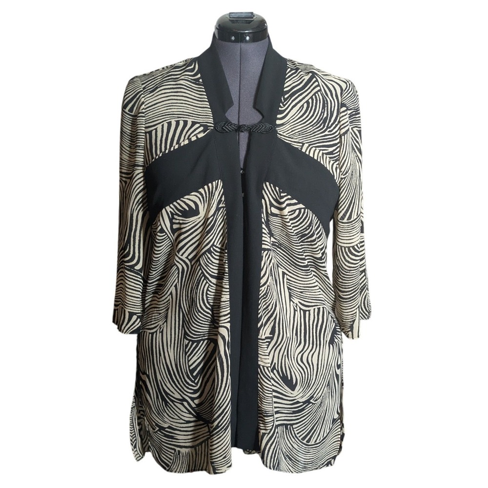 Vintage Whimsigoth Semi Sheer Zebra‎ Frog Closure Tunic Jacket XL